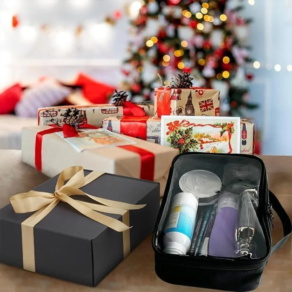 Clear Makeup Bags with Handle Transparent TSA Approved Toiletry Pouch Airport Ai - Picture 6 of 6